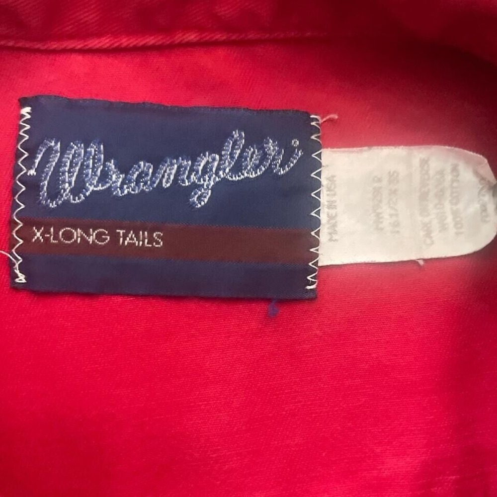 Vintage Red Wrangler X-Long Tails | Pearl  Snap Long Sleeve Made in the USA - Picture 3 of 7